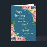 Carte Floral Friend et son anniversaire de femme<br><div class="desc">Bonne carte d'anniversaire mariage pour ami et sa femme avec de belles fleurs vintages aquarelle et verset sentimental.</div>