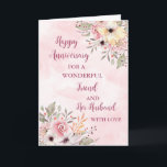 Carte Floral Friend et son anniversaire de mari<br><div class="desc">Bonne carte d'anniversaire mariage pour ami et son mari avec de belles fleurs vintages aquarelle et verset sentimental.</div>