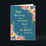 Carte Floral Friend et Son Mari Anniversaire<br><div class="desc">Bonne carte d'anniversaire mariage pour ami et son mari avec de belles fleurs vintages aquarelle et verset sentimental.</div>