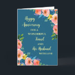 Carte Floral Friend et Son Mari Anniversaire<br><div class="desc">Bonne carte d'anniversaire mariage pour ami et son mari avec de belles fleurs vintages aquarelle et verset sentimental.</div>