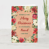Carte Floral Friend & sa femme Joyeux Noël (Devant)