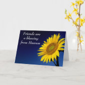 Carte Floral Friends Sunflower Jaune & Fleurs Bleues (Fleur jaune)
