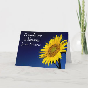 Carte Floral Friends Sunflower Jaune & Fleurs Bleues