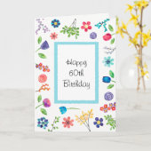 Carte Floral Fun 60e ou tout âge Anniversaire Salutation (Fleur jaune)