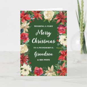 Carte Floral Grandson et sa femme Joyeux Noël