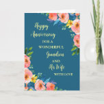 Carte Floral Grandson et son anniversaire de femme<br><div class="desc">Bonne carte d'anniversaire mariage pour petit-fils et sa femme avec de belles fleurs vintages aquarelles et vers sentimental.</div>