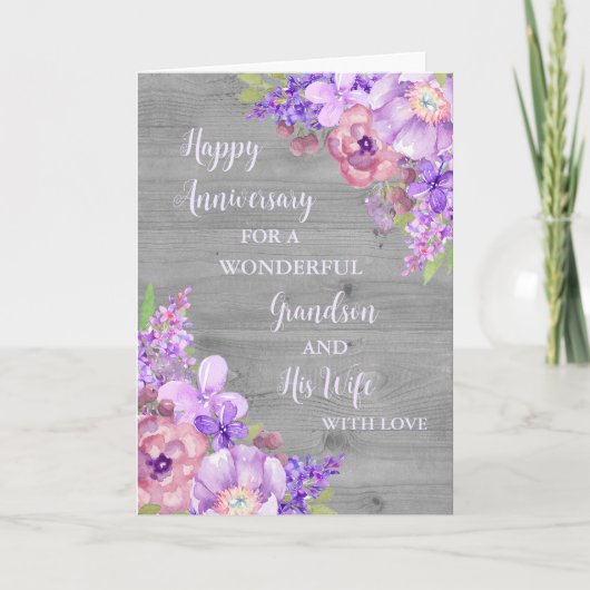 Carte Floral Grandson et son anniversaire de femme (Devant)