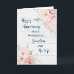Carte Floral Grandson et son anniversaire de femme<br><div class="desc">Bonne carte d'anniversaire mariage pour petit-fils et sa femme avec de belles fleurs vintages aquarelles,  bois rustique et vers sentimental.</div>