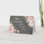 Carte Floral Grandson et son épouse Mariage Anniversaire<br><div class="desc">Joyeuse carte d'anniversaire mariage pour petit-fils et sa femme avec d'élégantes fleurs d'aquarelle rose vif et arrière - plan de tableau noir et verset sincère.</div>