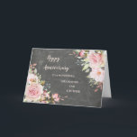 Carte Floral Grandson et son épouse Mariage Anniversaire<br><div class="desc">Joyeuse carte d'anniversaire mariage pour petit-fils et sa femme avec d'élégantes fleurs d'aquarelle rose vif et arrière - plan de tableau noir et verset sincère.</div>