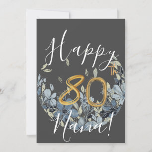 Carte Floral Happy 80e anniversaire personnalisée