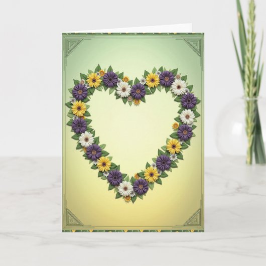 Carte Floral Heart Wreath Card (Devant)