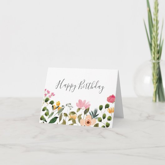 Carte Floral Joyeux anniversaire (Devant)