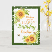 Carte Floral Joyeux Tournesol Anniversaire (Fleur jaune)