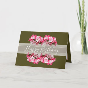 Carte Floral Laurel Flower Bouquet Rose Girl Anniversair