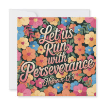 Floral “Let Us Run with Perseverance” Christian 