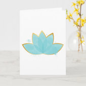Carte Floral Lotus Aquarelle Mer Bleu et or Faux (Fleur jaune)