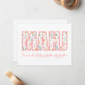 Carte Floral Mahjong Friendship Note (Devant/Arrière en situation)