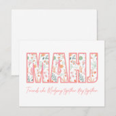 Carte Floral Mahjong Friendship Note (Devant / Derrière)