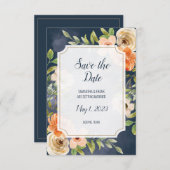 Carte Floral Mariage bleu rustique (Devant / Derrière)