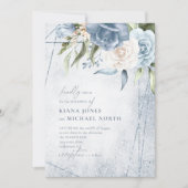 Carte Floral Mariage Dusty Blue ID889 (Devant)