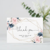Carte Floral marine blush géométrique nuptiale merci (Debout devant)