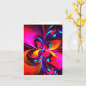 Carte Floral moderne Art Abstrait Rouge Bleu Motif #07 (Fleur jaune)