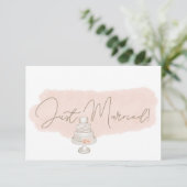 Carte Floral moderne Boho rose Élégant Juste Marié (Debout devant)