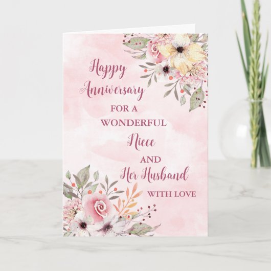 Carte Floral Niece et son Mariage de mari Anniversaire (Devant)