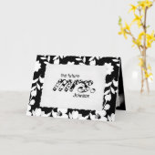 Carte Floral noir et blanc pour mariée (Fleur jaune)