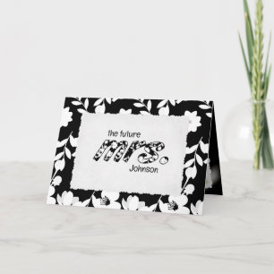 Carte Floral noir et blanc pour mariée