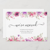 Carte Floral Nous avons déplacé Script Nouvelle adresse  (Devant / Derrière)