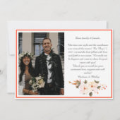 Carte Floral Orange Brûlé Moderne Nous Avons Lié Le Noeu (Dos)