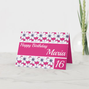 Carte Floral pattern design Fuscia Pink Birthday