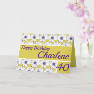 Carte Floral pattern design Mustard/Purple Birthday
