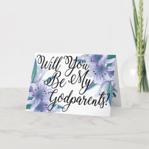 Carte Floral Photo Godparents Proposition