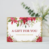 Carte Floral Poinsettia Gold Parties scintillant Certifi (Debout devant)