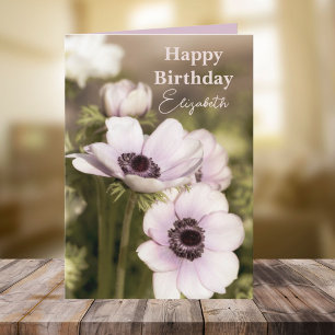 Carte Floral Poppy Nom personnalisé Joyeux anniversaire