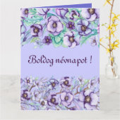 Carte Floral pourpre - Jour du nom hongrois (Fleur jaune)