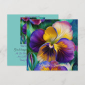 Carte Floral Purple et l'invitation de l'or Pansy (Devant / Derrière)