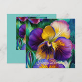 Carte Floral Purple et or pansement Anniversaire (Devant / Derrière)