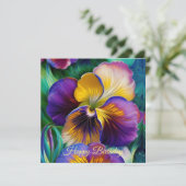 Carte Floral Purple et or pansement Anniversaire (Debout devant)