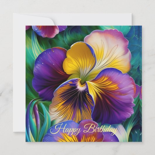 Carte Floral Purple et or pansement Anniversaire (Devant)