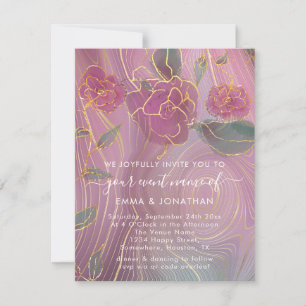 Carte Floral QR Code Marsala Bourgogne Or rose