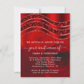 Carte Floral QR Code Parties scintillant Bourgogne Red R (Devant)