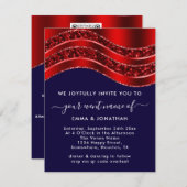 Carte Floral QR Code Parties scintillant Bourgogne Rouge (Devant / Derrière)