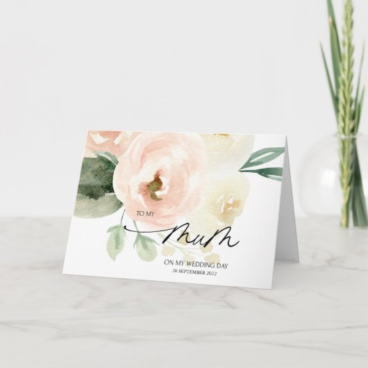 Carte Floral rose à ma mère Cadeau du jour de mariage de (Devant)