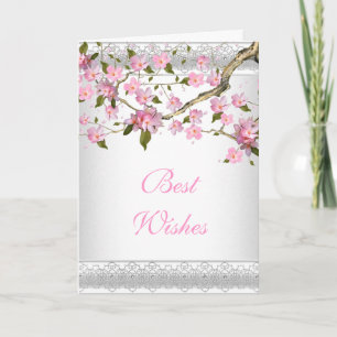 Carte Floral Rose asiatique Meilleurs voeux ou Ann