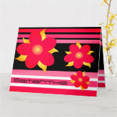 Carte Floral Rose Et Gris (Fleur jaune)