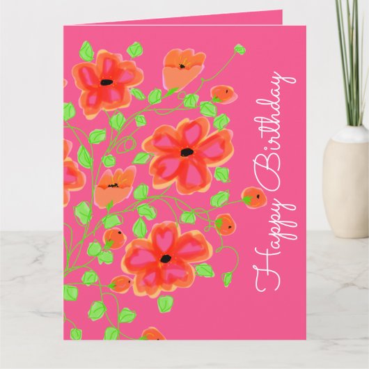Carte Floral Rose Et Orange (Devant)